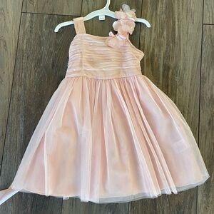 Pink tulle dress with flowers size 2T like new